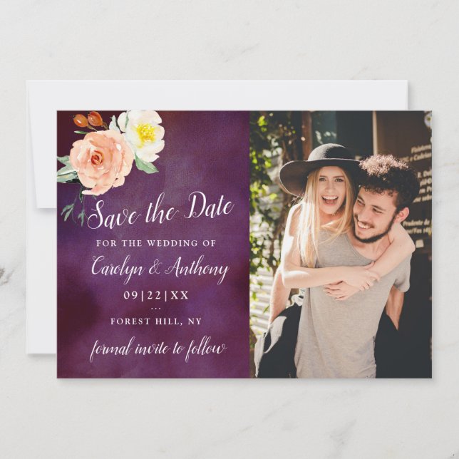 The Romance In Bloom Wedding Collection Save The Date (Front)