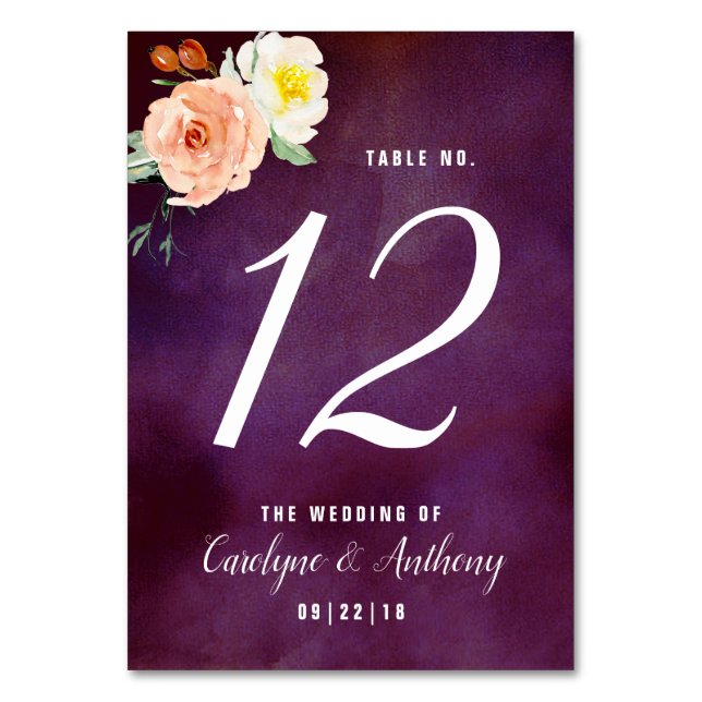 The Romance In Bloom Wedding Collection Table Number (Front)