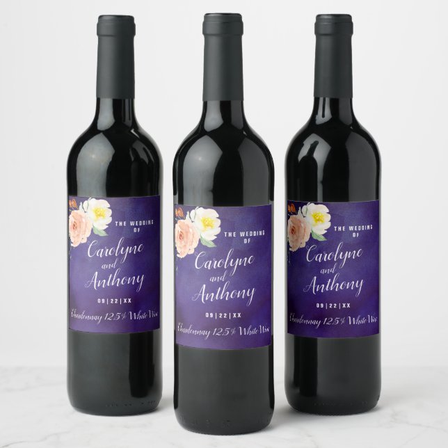 The Romance In Bloom Wedding Collection Wine Label (Bottles)