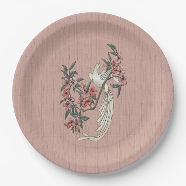 The Romance of Silk Charcuterie Board Peach Paper Plate (Front)