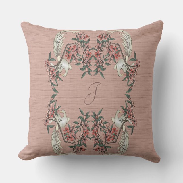 The Romance of Silk w/ Monogram 20" Peach Cushion (Front)