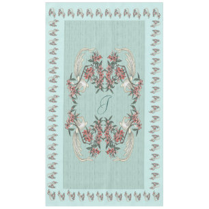 The Romance of Silk w/ monogram 60" x 104" Aqua Tablecloth