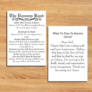 The Romans Road Sinner's Prayer Card