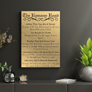 The Romans Road Sinner's Prayer Gold Black Poster