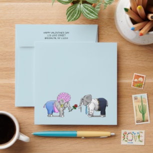 The Romantic Elephants Valentines Day Envelope