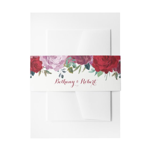 The Romantic Floral Wedding Collection Invitation Belly Band (Front Example)