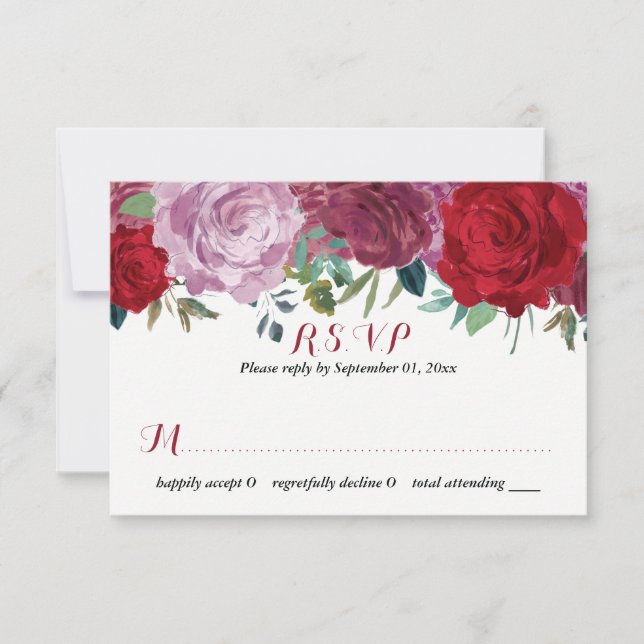 The Romantic Floral Wedding Collection RSVP Card (Front)