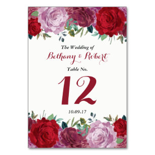 The Romantic Floral Wedding Collection Table Number
