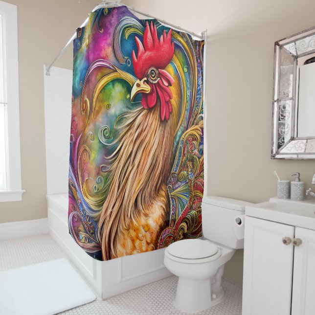 The Rooster: A Beauty to Behold Shower Curtain (In Situ)