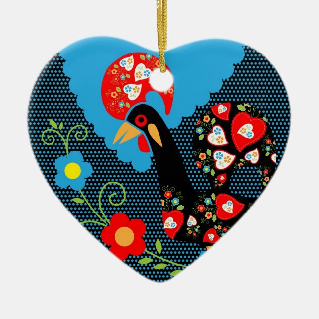 The Rooster of Portugal  Ceramic Ornament (Front)