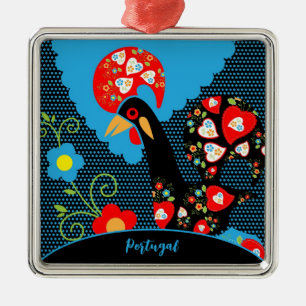 The Rooster of Portugal Metal Ornament