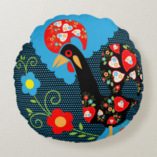 The Rooster of Portugal Round Cushion
