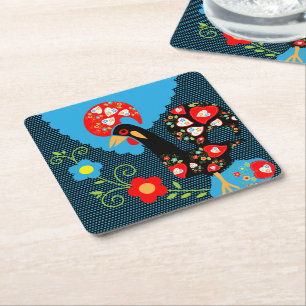 The Rooster of Portugal Square Paper Coaster
