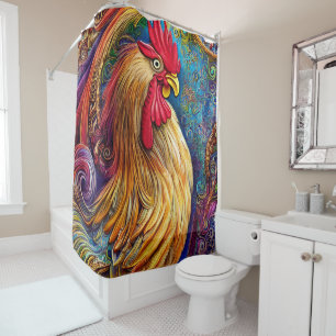 The Rooster's Portrait Shower Curtain