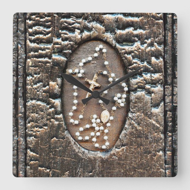 The Rosary Square Wall Clock (Front)