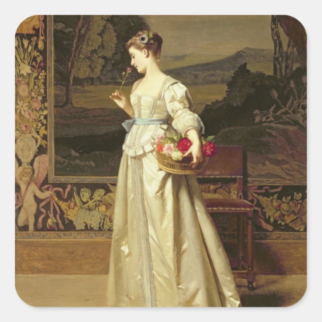 The Rose Basket (oil on panel) Square Sticker (Front)