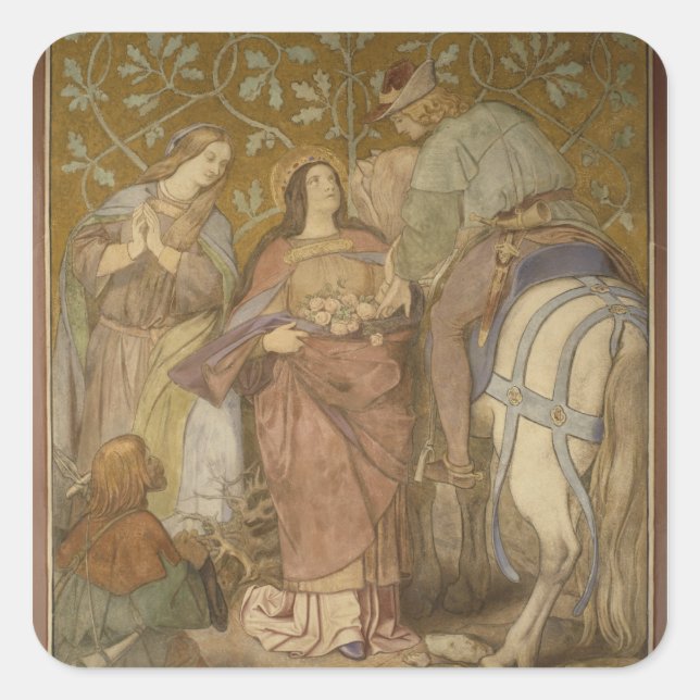 The Rose Miracle, c.1855 Square Sticker (Front)