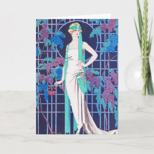 The Roses and the Night Art Deco Greeting Card