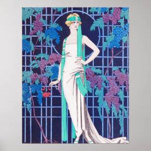 The Roses and the Night Art Deco Poster