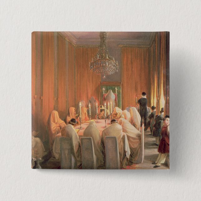 The Rothschild Family at Prayer 15 Cm Square Badge (Front)