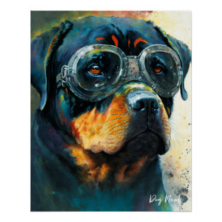 The Rottweiler Dog With Sunglasses 004 Poster