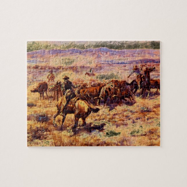 The Roundup', Charles M. Russell_Art of America Jigsaw Puzzle (Horizontal)