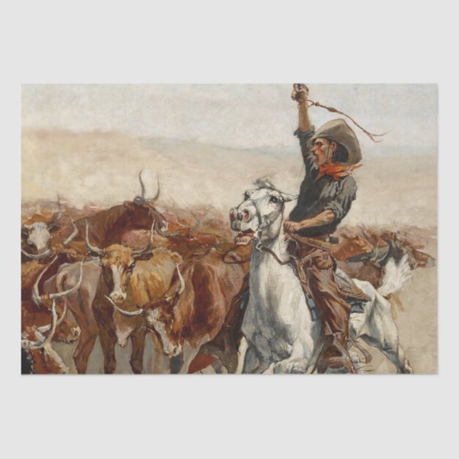 The Roundup Western Art by Frederic Remington Tissue Paper (Front)