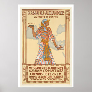 The Route From Egypt Marseille Alexandria Vintage Poster