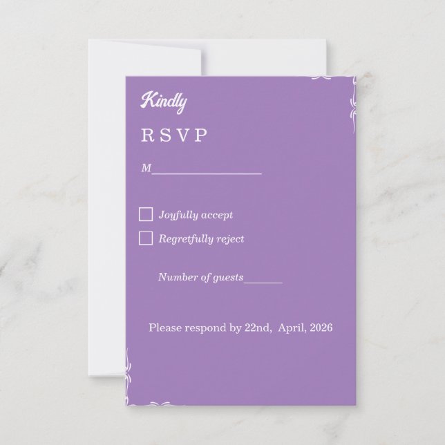The Royal Amethyst RSVP Card (Front)