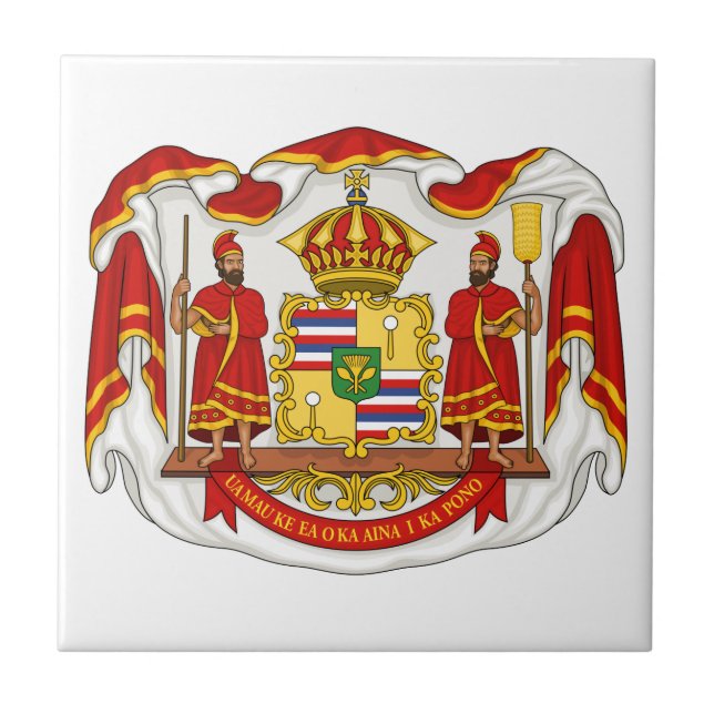 The Royal Coat of Arms of the Kingdom of Hawaii Ceramic Tile (Front)