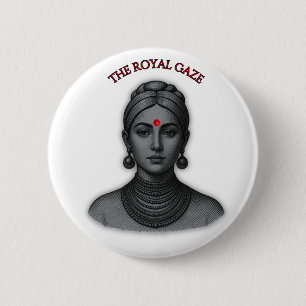 The Royal Gaze - Indian Queen Line Art 6 Cm Round Badge