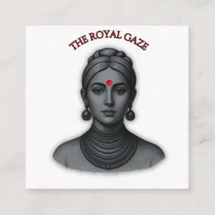 The Royal Gaze - Indian Queen Line Art Enclosure Card