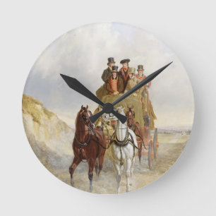 The Royal Mail Coach on the Road, 1841 (oil on pan Round Clock