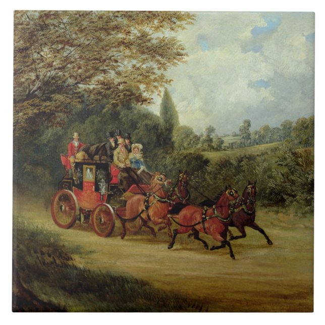 The Royal Mail Coach with Passengers (oil on canva Ceramic Tile (Front)