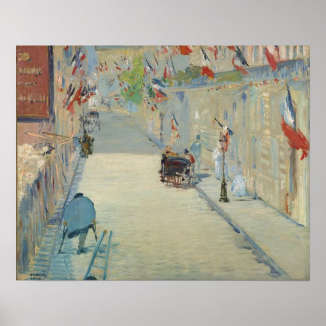 The Rue Mosnier with Flags by Manet - Poster (Front)