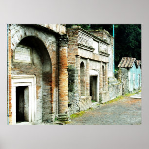 The Ruins of Pompeii - marketplace with temples Poster