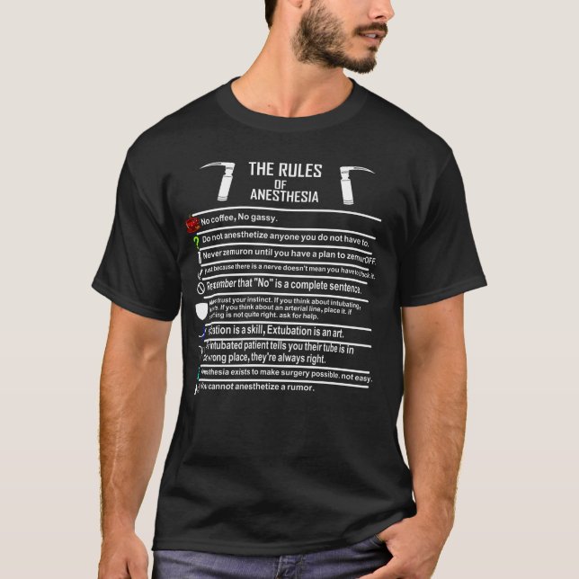 The Rules of Anaesthesia T-Shirt (Front)