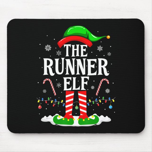The Runner Elf Xmas Funny Runners Christmas Runnin Mouse Pad (Front)