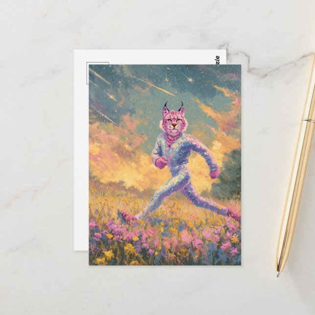 The Running Bobcat Postcard (Front/Back In Situ)