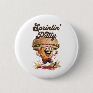 The Running Cheeseburger 6 Cm Round Badge