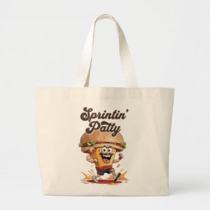 The Running Cheeseburger Large Tote Bag