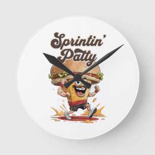 The Running Cheeseburger Round Clock