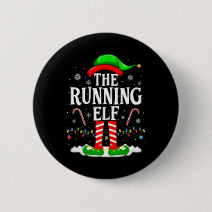 The Running Elf Xmas Running Funny Runner Christma 6 Cm Round Badge