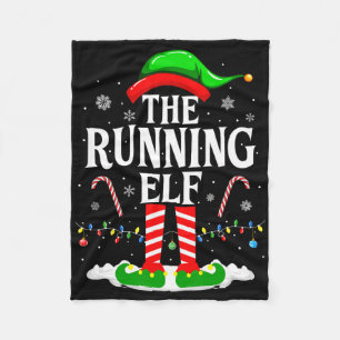 The Running Elf Xmas Running Funny Runner Christma Fleece Blanket