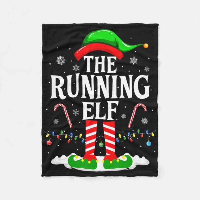 The Running Elf Xmas Running Funny Runner Christma Fleece Blanket (Front)