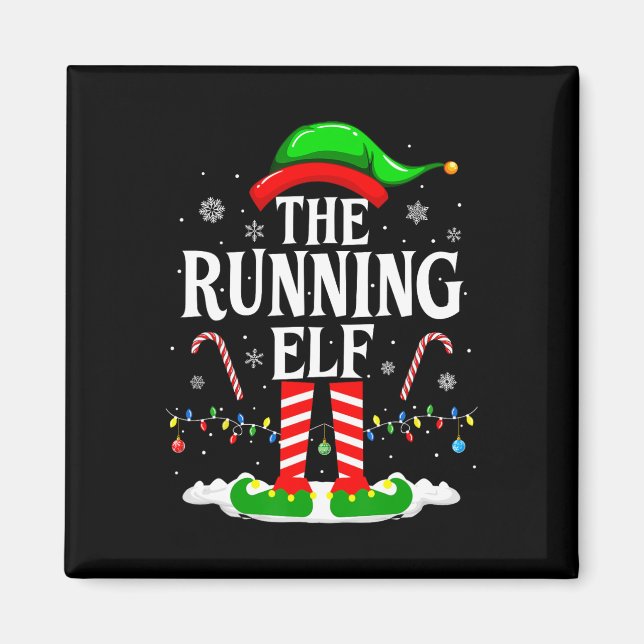 The Running Elf Xmas Running Funny Runner Christma Magnet (Front)
