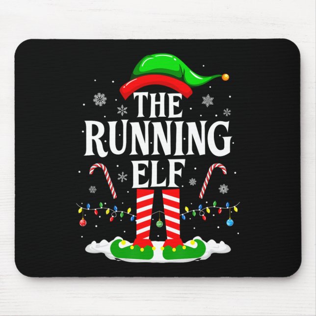 The Running Elf Xmas Running Funny Runner Christma Mouse Pad (Front)
