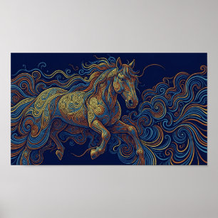 The running fractal horse poster
