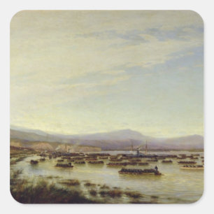The Russian Army crossing the Danube Square Sticker