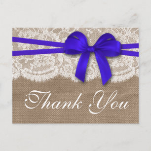 The Rustic Blue Bow Wedding Collection Postcard